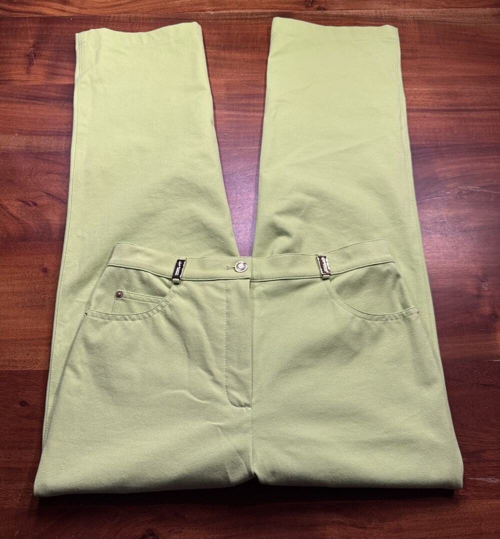 St. John Women’s Lime Green Straight Leg High Waist Lightweight Jeans Sz 8